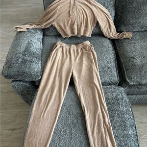 Fashion Nova Tan Track Pants & Joggers Set